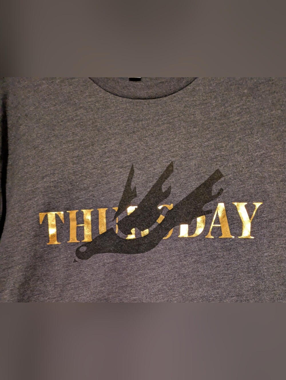 Thursday Gold Lettering Graphic Tee Shirt Gray Size Large - Picture 6 of 8